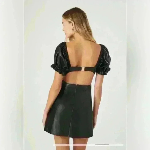 NWT Forever21 Faux Leather Puff-Sleeve Mini Dress - Picture 4 of 9